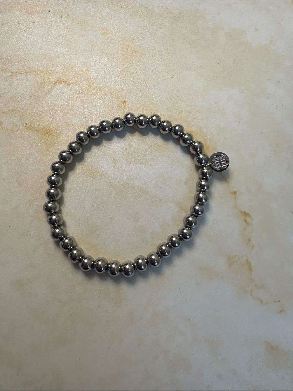 Rustic Cuff Silver Beaded Stretch Bracelet